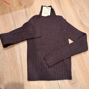 Zara NWT Ribbed Knit Sweater in Dark Gray 8-9 girl